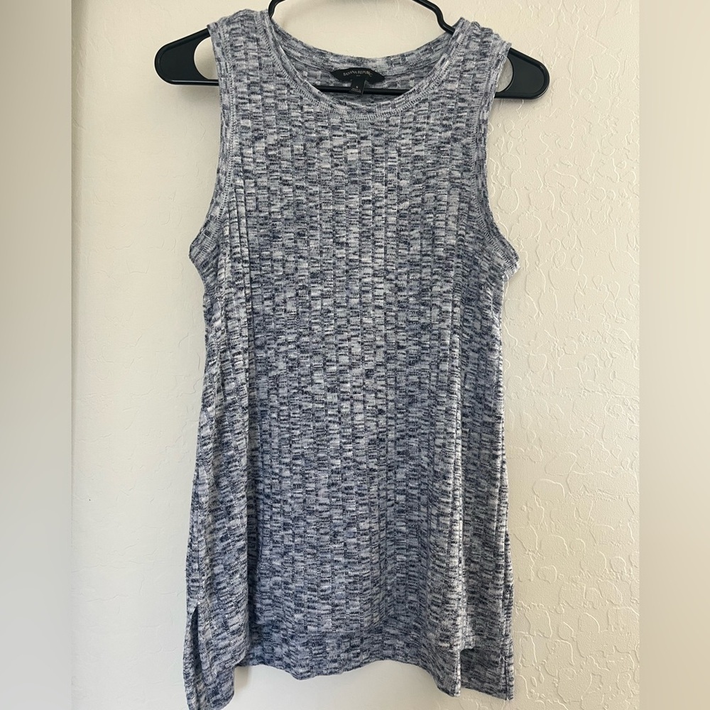 Banana Republic Sleeveless Tank Top Tunic Shirt Small Heathered Blue Work Soft‎
